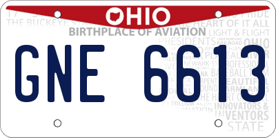 OH license plate GNE6613