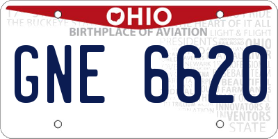 OH license plate GNE6620