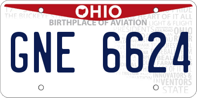 OH license plate GNE6624