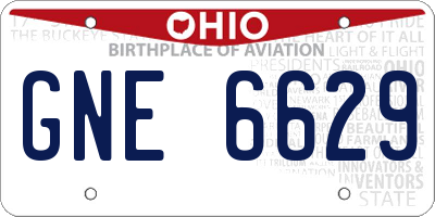 OH license plate GNE6629