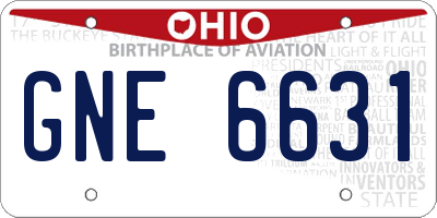 OH license plate GNE6631
