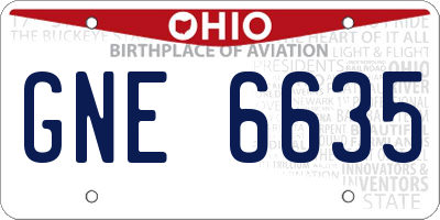 OH license plate GNE6635