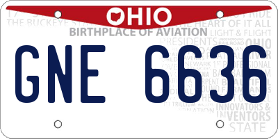 OH license plate GNE6636