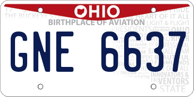 OH license plate GNE6637