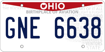 OH license plate GNE6638