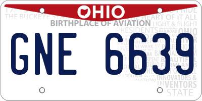 OH license plate GNE6639