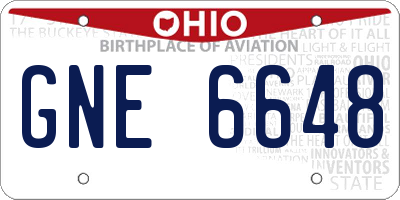 OH license plate GNE6648