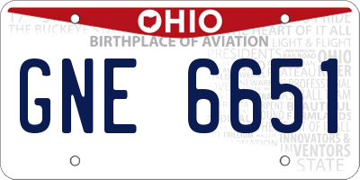 OH license plate GNE6651