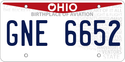 OH license plate GNE6652