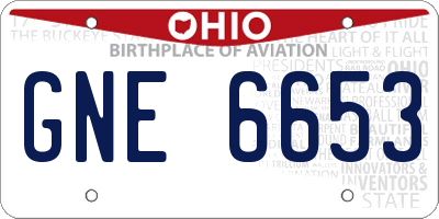 OH license plate GNE6653