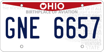 OH license plate GNE6657