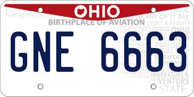 OH license plate GNE6663