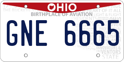 OH license plate GNE6665