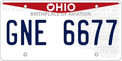 OH license plate GNE6677