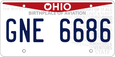 OH license plate GNE6686