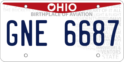 OH license plate GNE6687