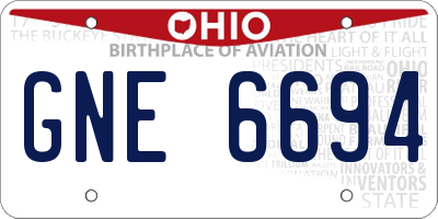 OH license plate GNE6694