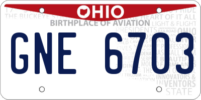 OH license plate GNE6703