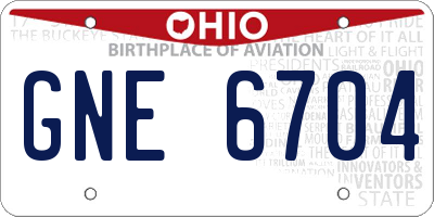 OH license plate GNE6704