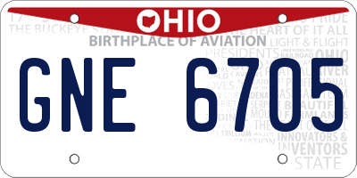 OH license plate GNE6705