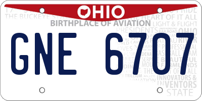OH license plate GNE6707