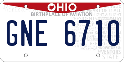 OH license plate GNE6710