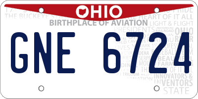 OH license plate GNE6724