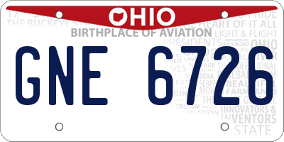 OH license plate GNE6726