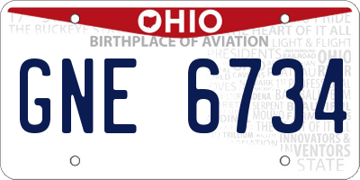 OH license plate GNE6734