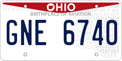 OH license plate GNE6740