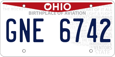 OH license plate GNE6742