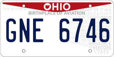 OH license plate GNE6746