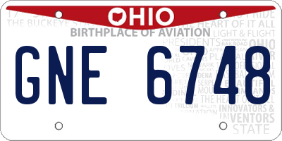 OH license plate GNE6748