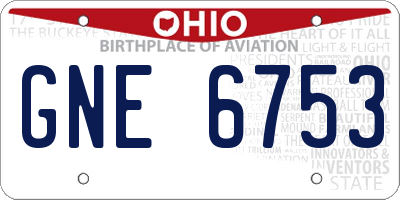 OH license plate GNE6753