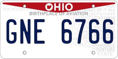 OH license plate GNE6766