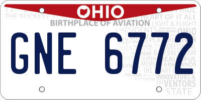 OH license plate GNE6772