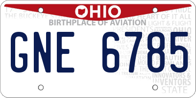 OH license plate GNE6785