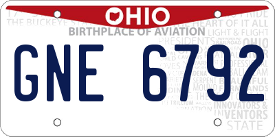 OH license plate GNE6792