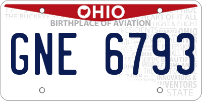OH license plate GNE6793