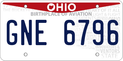 OH license plate GNE6796