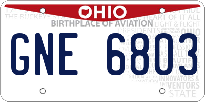 OH license plate GNE6803