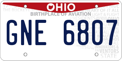 OH license plate GNE6807