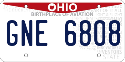 OH license plate GNE6808