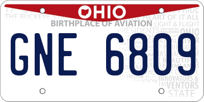 OH license plate GNE6809