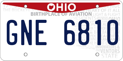 OH license plate GNE6810