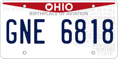 OH license plate GNE6818