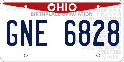 OH license plate GNE6828