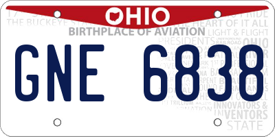 OH license plate GNE6838