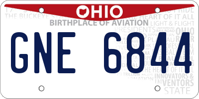 OH license plate GNE6844