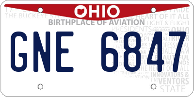 OH license plate GNE6847